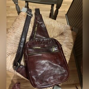 Brown Leather Men's Crossbody Bag